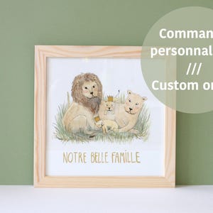 Cadre illustration animal personnalisé, format moyen, aquarelle originale