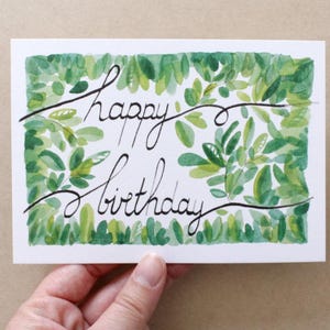 Carte d'anniversaire, aquarelle végétaux