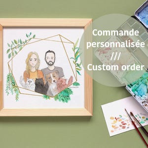 Medium Custom Illustrated Portrait: originele aquarel in opdracht.