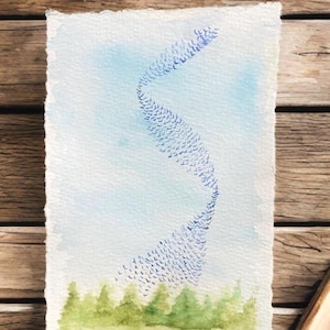 Murmuration, Small Original Watercolour (A6)