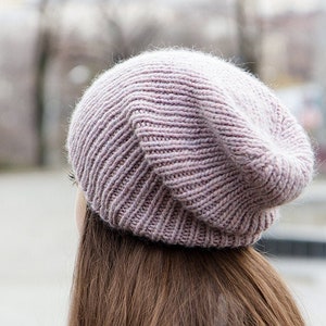 Womens Slouchy Beanie Slouchy Knit Hat Alpaca Wool Beanie Slouchy Beanie Hat Womens Beanie Hats Knitted Beanie image 1