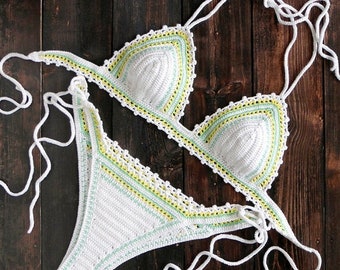 Bikini au Crochet brésilien, maillot de bain Cheeky au Crochet, maillot de bain au Crochet Bikini Crochet Kini ensemble de maillots de bain Crochet Beachwear - couleurs personnalisées !