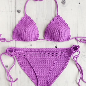 Häkeln Badeanzug Full Coverage Bottom Bikini Set, Dreieck Gehäkelte Bikini Hipster Bottom, Häkeln Badeanzug, Damen Bademode häkeln