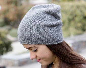 Alpaca Slouch Beanie - Hand Knit Slouchy Beanie Hat - Womens Knit Wool Hat Gift for Women