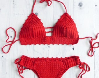 Crochet Bikini Set, Cheeky Bikini, Knitted Bikini, Boho Bikini, Handmade Swimsuit, Cheeky Swimwear, Womens Swimwear, Sexy Bikini