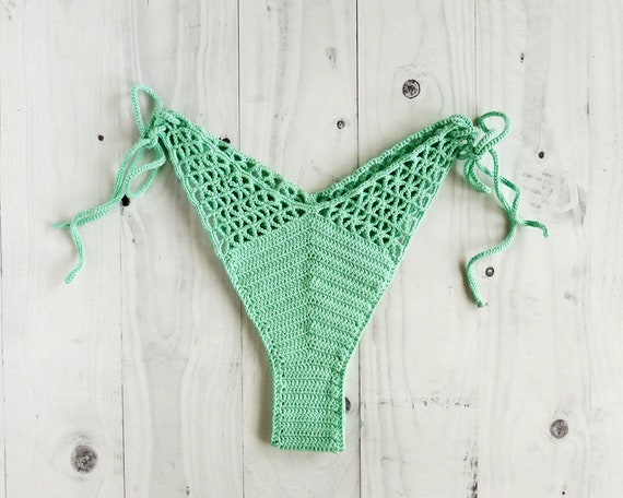 Feijoa High Cut Leg Thong Crochet Bikini Set