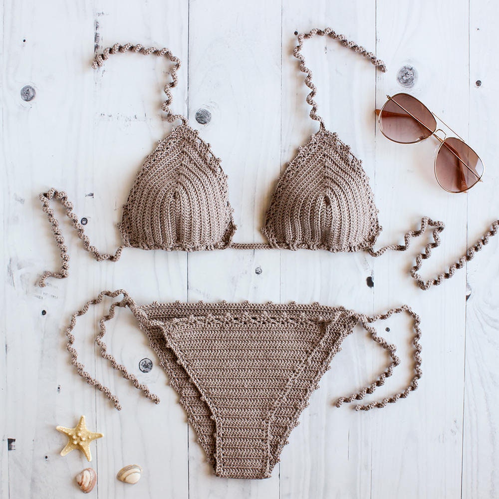 Crochet Pattern Bikini Top With Texture. 2 Versions. Triangle