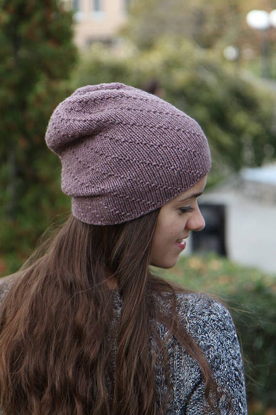 Yak Wool Slouchy Womens Beanie Hat Warm 