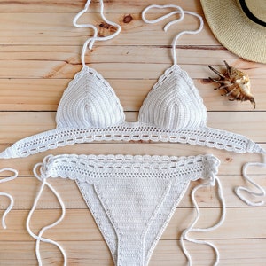 White Crochet Bathing Suit Carambola Crochet Bikini Set White Bikini ...