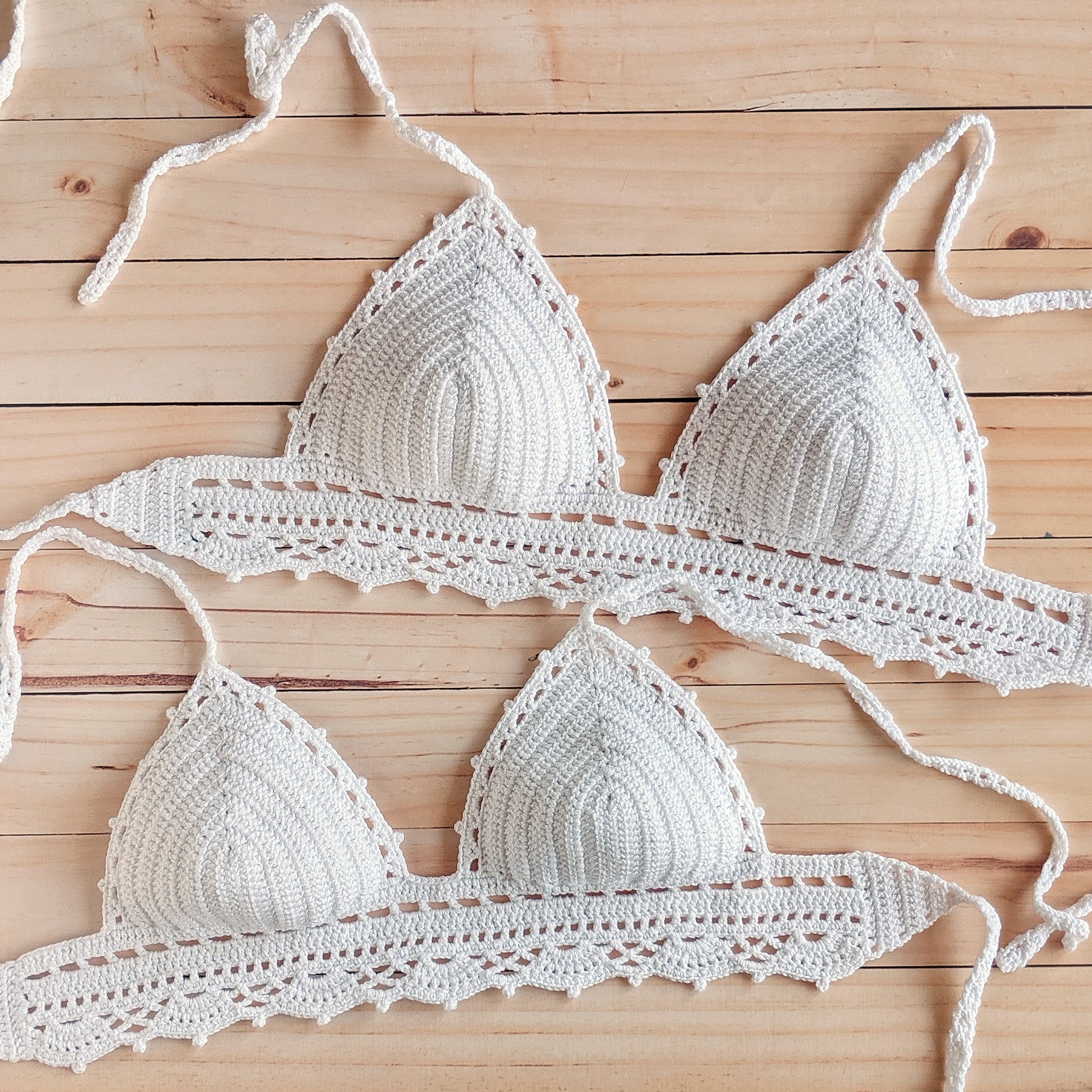 Thread Crochet Less Bikini White Crochet Bra Top - Crochet Lace Bikini Top - Vacation Boho ...