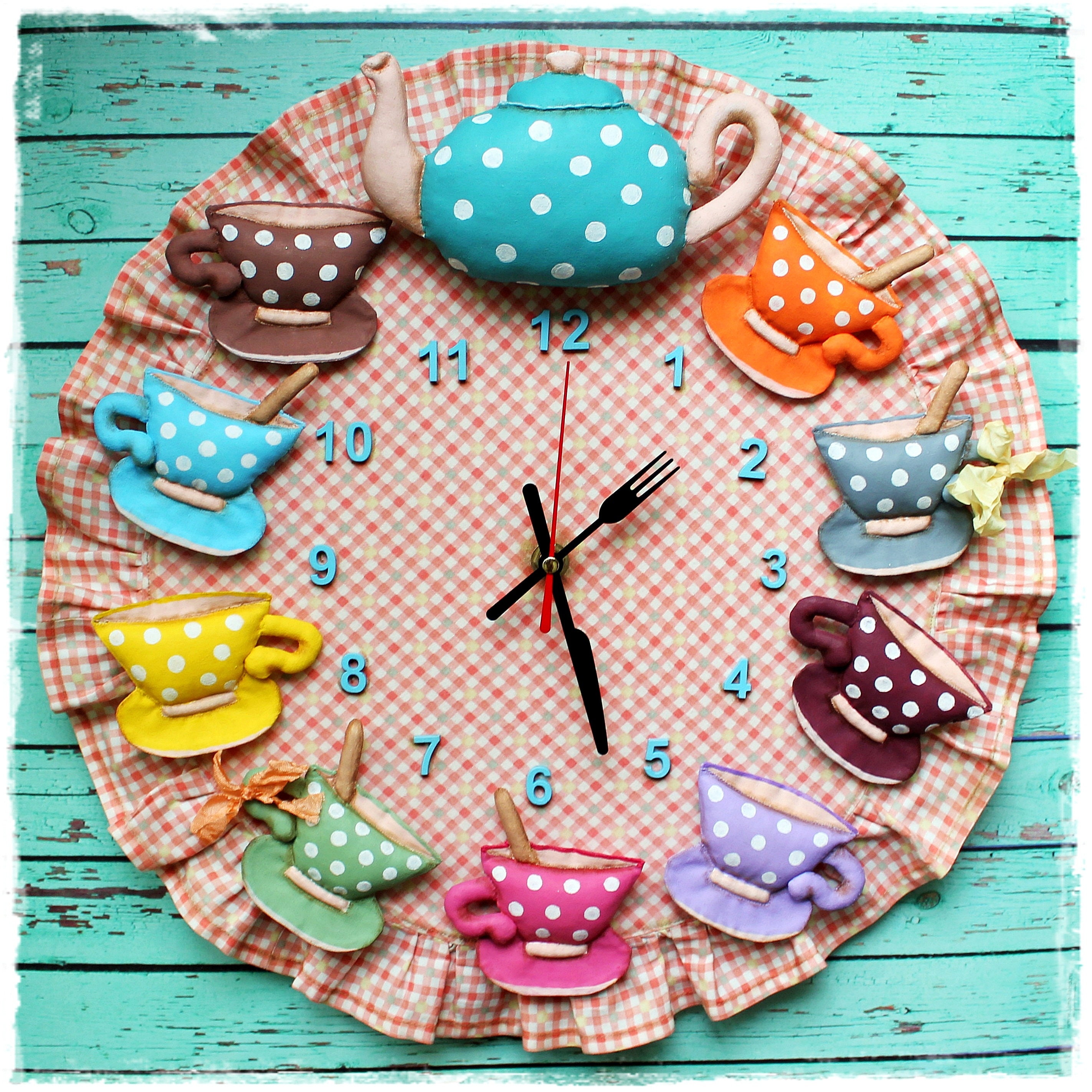Reloj de pared de la cocina Teapot set Reloj del comedor Etsy