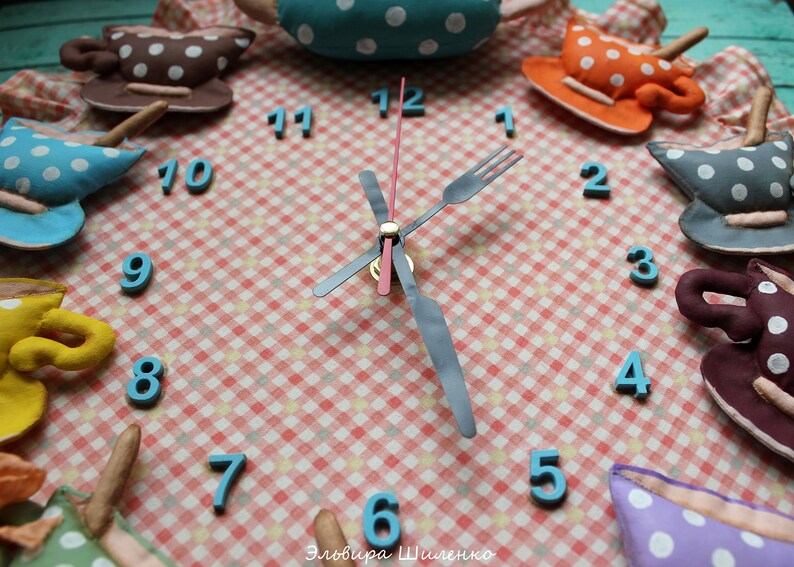 Kitchen wall clocks Teapot set Dining room clock mini tea Etsy