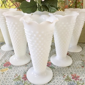 Hobnail Milk Glass Vase for Flowers Vases for Wedding Centerpiece Vase Decor Vases Hobnail Vase White Vase Vintage Milk Glass Vases Vintage