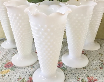 Hobnail Milk Glass Vase for Flowers Vases for Wedding Centerpiece Vase Decor Vases Hobnail Vase White Vase Vintage Milk Glass Vases Vintage