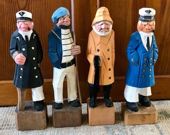 Tall Carved Sailor Carved Wood Sailor Vintage Nautical Decor Sailing Gift Sailing Decor Boating Gifts Nautical Gifts Pirate Figurine Captain