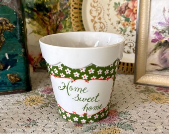 Regalo para el hogar dulce hogar, regalo de inauguración de casa, maceta, regalo para nuevo hogar, maceta con drenaje, decoración del hogar dulce hogar, macetas vintage
