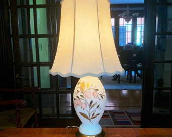 Vintage Lamp Antique Lamp Table Lamp White Lamp for Bedroom Lamp Vintage Lighting Floral Lamp with Shade Vintage Lamps Old Lamps Glass Lamp