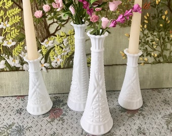 4 Milk Glass Vase for Flowers Vases Centerpieces White Vases Wedding Decor Vases Vintage Milk Glass Bud Vase Vintage Vases for Flowers Vase