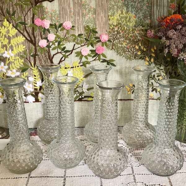 Hobnail Vases Clear Glass Vases Vintage Vases Bud Vases Glass Vase for Flowers Vase Hobnail Glass Bud Vase Wedding Decor Vases Party Decor