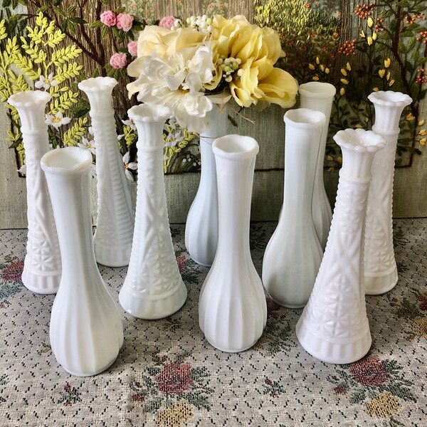 Milk Glass Bud Vase Etsy
