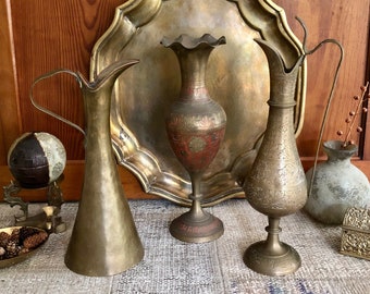Brass Pitcher Brass Vase Brass Decor Vase Brass Gold Vase Brass Bud Vase Gold Pitcher Vase Brass Vases Vintage Vase Gold Vase Antique Brass