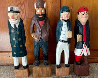 Gran figura de marinero tallada en madera, capitán marinero, decoración náutica vintage, regalo de navegación, decoración náutica, regalo para navegantes, regalos náuticos, figura de madera tallada