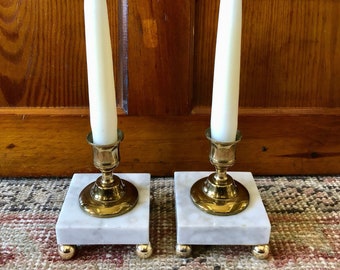 Vintage Candle Holder Antique Candlesticks Brass Candlesticks Brass Candle Holder Vintage Candleholder Marble Candle Holder Candlesticks Set