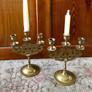 2 Brass Candle Holder Vintage Candlestick Brass Candelabra Gold Candelabra Vintage Candelabra Antique Candle Holder Small Candelabra Brass