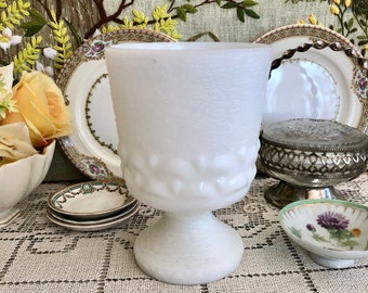 Milk Glass Vase Milk Glass Bowl Vase Centerpiece Bowl White Vase White Vases Pedestal Bowl Footed Bowl Decor Wedding Decor Vase Vintage Vase