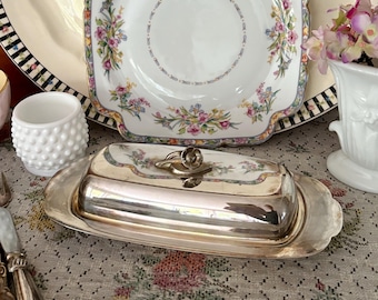 Silver Butter Dish with Lid Silver Butter Plates Vintage Butter Dish Domed Butter Dish Silverplate Butter Dish Butter Holder Antique Butter
