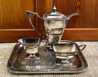 Vintage Tea Set Vintage Coffee Pot Silver Teapot Silverplate Tea Set Vintage Teapot Silverplate Teapot Antique Teapot Vintage Creamer Sugar