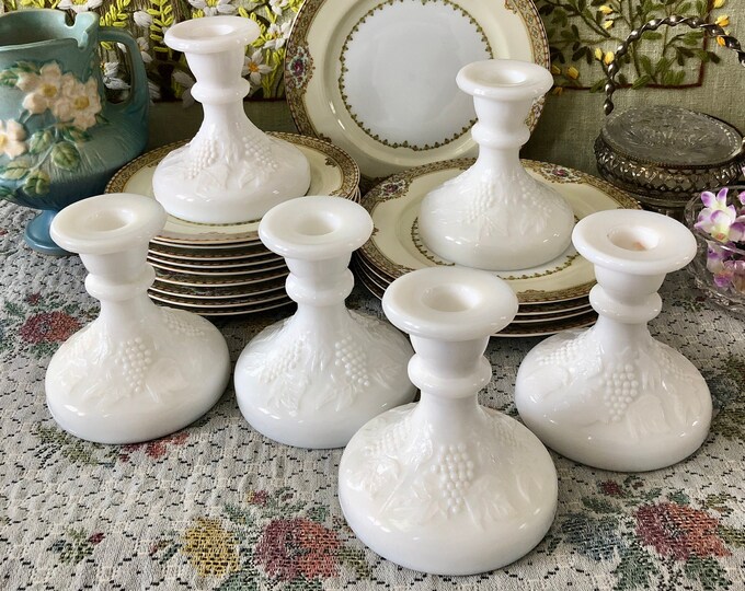 Vintage Candle Holder Milk Glass Candle Holder Milk Glass Candlesticks