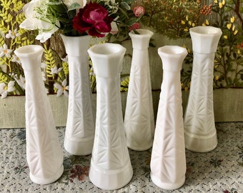 6 Milk Glass Vases for Flowers Vases for Wedding Vases Centerpiece Vases Decor Vase Milk Glass Bud Vase White Vases Bulk Vases Bridal Shower