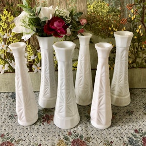 6 Milk Glass Vases for Flowers Vases for Wedding Vases Centerpiece Vases Decor Vase Milk Glass Bud Vase White Vases Bulk Vases Bridal Shower Bild 1