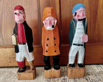 Marinero tallado, Capitán marinero de madera tallada, Decoración náutica vintage, Regalo de navegación, Decoración náutica, Regalo para navegantes, Regalos náuticos, Figura de madera de pirata