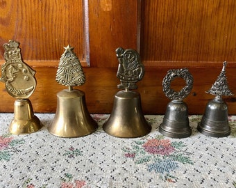 Christmas Bells Brass Bell Christmas Decor Christmas Gift Vintage Bell Hand Bell Decor Bell Vintage Santa Decor Snowman Wreath Gold Bells
