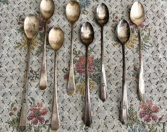 8 Spoons Ice Tea Spoons Iced Tea Spoons Long Spoons Old Spoons Silverplate Spoon Silverplate Spoons Vintage Flatware Spoon Set of Spoons Set