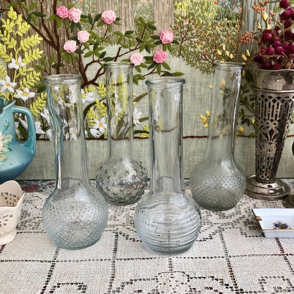 4 Glass Vases for Flowers Vases Centerpiece Vases Wedding Vases Clear Glass Vase Set of Vases Bud Vases Wedding Decor Vases Vintage Vase Set