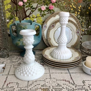 Milk Glass Candlesticks Milk Glass Candle Holder Milk Glass Candlestick Holder Hobnail Milk Glass Candle Sticks Wedding Candle Centerpiece