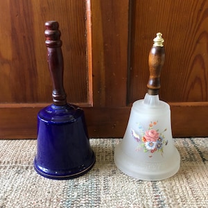 Hand Bell Antique Bell Porcelain Bell Dinner Bell Decor Bell Gift Bells Glass Bell Blue Hand Bell Old Bells Vintage Bell Collection