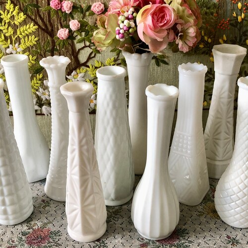 10 Milk Glass Vases for Flowers Vases Decor Vases Centerpiece Etsy
