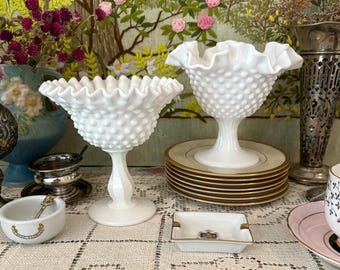 Hobnail Milk Glass Bowl White Bowl Footed Bowl Pedestal Bowl Milk Glass Vase Antique Bowl Trinket Dish Vintage Bowl Vintage Candy Dish White
