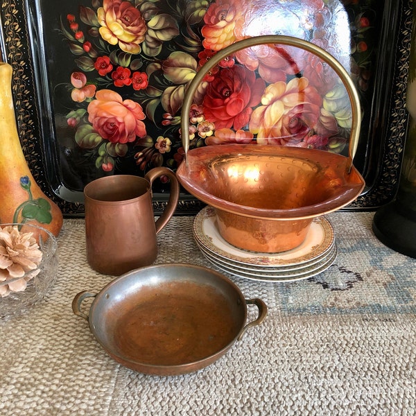 Vintage Copper Bowl Copper Mug Copper Basket Copper Decor Basket Copper Dish Copper Gifts Solid Copper Vintage Mug Vintage Bowls Copper Cup