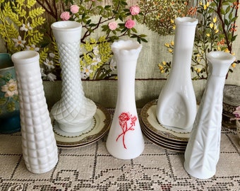 Milk Glass Vase Milk Glass Bud Vase Vintage Vase for Flowers Vase Centerpiece Vase Milk Glass Vases Vintage Vase White Vase Decor Vase White