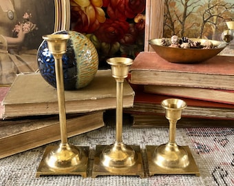 3 Brass Candlesticks Brass Candle Holder Gold Candle Holder Gold Candlesticks Antique Candlestick Vintage Candlestick Vintage Candle Holder