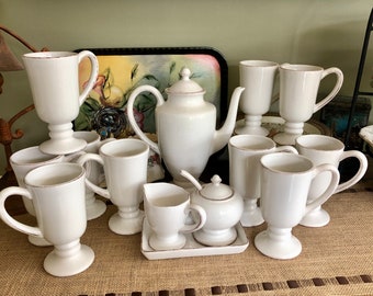 Coffee Set Pottery Barn Rustic Blanca Irish Coffee Set Tea Set Irish Coffee Mugs Sugar and Creamer Tea Pot Mug Set Vintage Teapot Ceramic