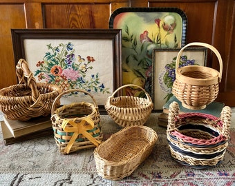 Wicker Basket Small Basket with Handle Storage Baskets Old Basket Colorful Basket Wall Decor Baskets Storage Easter Basket Decorative Basket