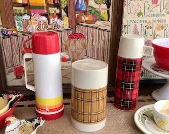 Aladdin Thermos Bottle Plaid Thermos Camping Gift for Camper Decor Retro Thermos Cooler Thermos with Handle Vintage Thermos Drink Thermos