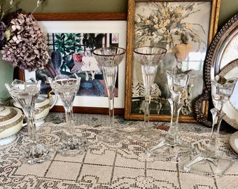 Glass Candle Holder Glass Candlesticks Vintage Candle Holder Vintage Candlestick Holder Set Crystal Candle Antique Candlestick Centerpiece