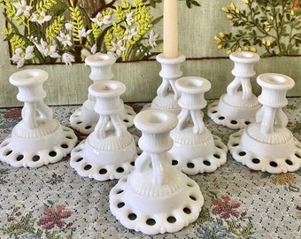 Bougeoir en verre opalin, bougeoirs en verre opalin, bougeoirs blancs, bougeoir en verre opalin, décoration de mariage